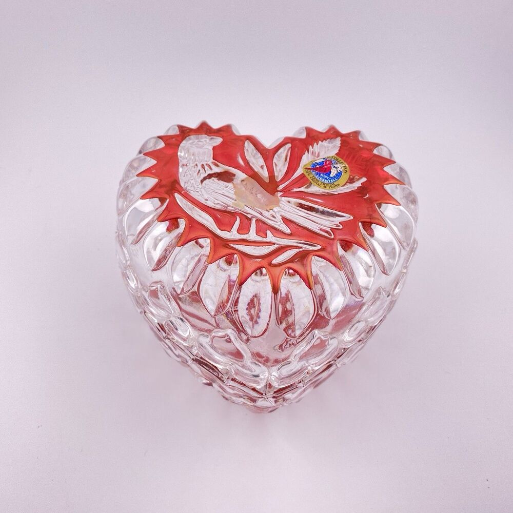 Valentine's 24% Crystal Lided Dish Hofbauer Byrdes Ruby Red Heart Shaped
